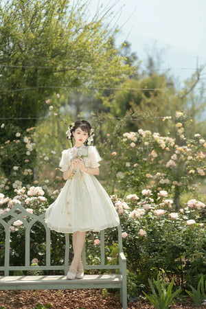 Chinese style green lolita hanfu wind lily sweet girl han element green dress - Yandan_Hanfu