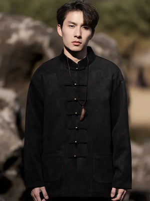 New Chinese style disc button top jacket Chinese New Year red Tang suit men - Yandan_Hanfu