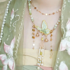Hanfu butterfly versatile ancient cheongsam necklace Tang and Song accessories. - Yandan_Hanfu