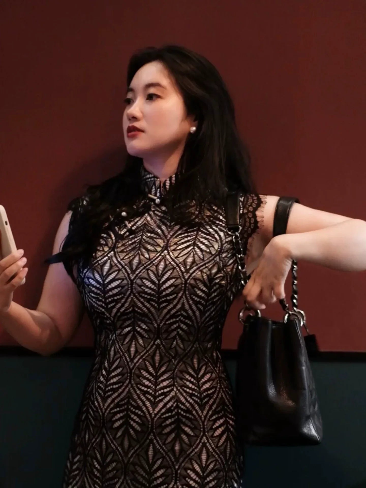 Plus Size Black & White Qipao Dress – Modern Vintage-Inspired Sleeveless Cheongsam with Geometric Patterns - Yandan_Hanfu