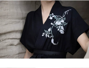 Original imitation luodian horse face skirt, new Chinese style, daily work, improved short-sleeved Hanfu summer - Yandan_Hanfu