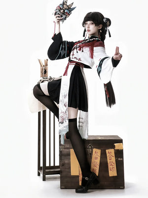 【Walk with Spirits】New Chinese Lolita Outfit – Han-Inspired Top and Skirt Duo - Yandan_Hanfu