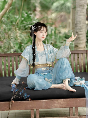 【Cloud traveler】 blue Hanfu Dunhuang Western style ethnic style suit Princess Jasmine - Yandan_Hanfu