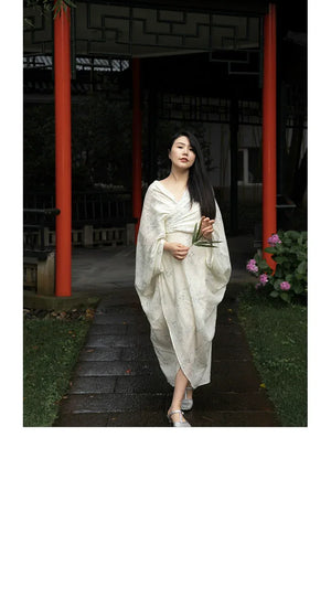 100% Ramie Modern Chinese Dress – Zen-Inspired Summer Travel Maxi with Relaxed Silhouette - Yandan_Hanfu