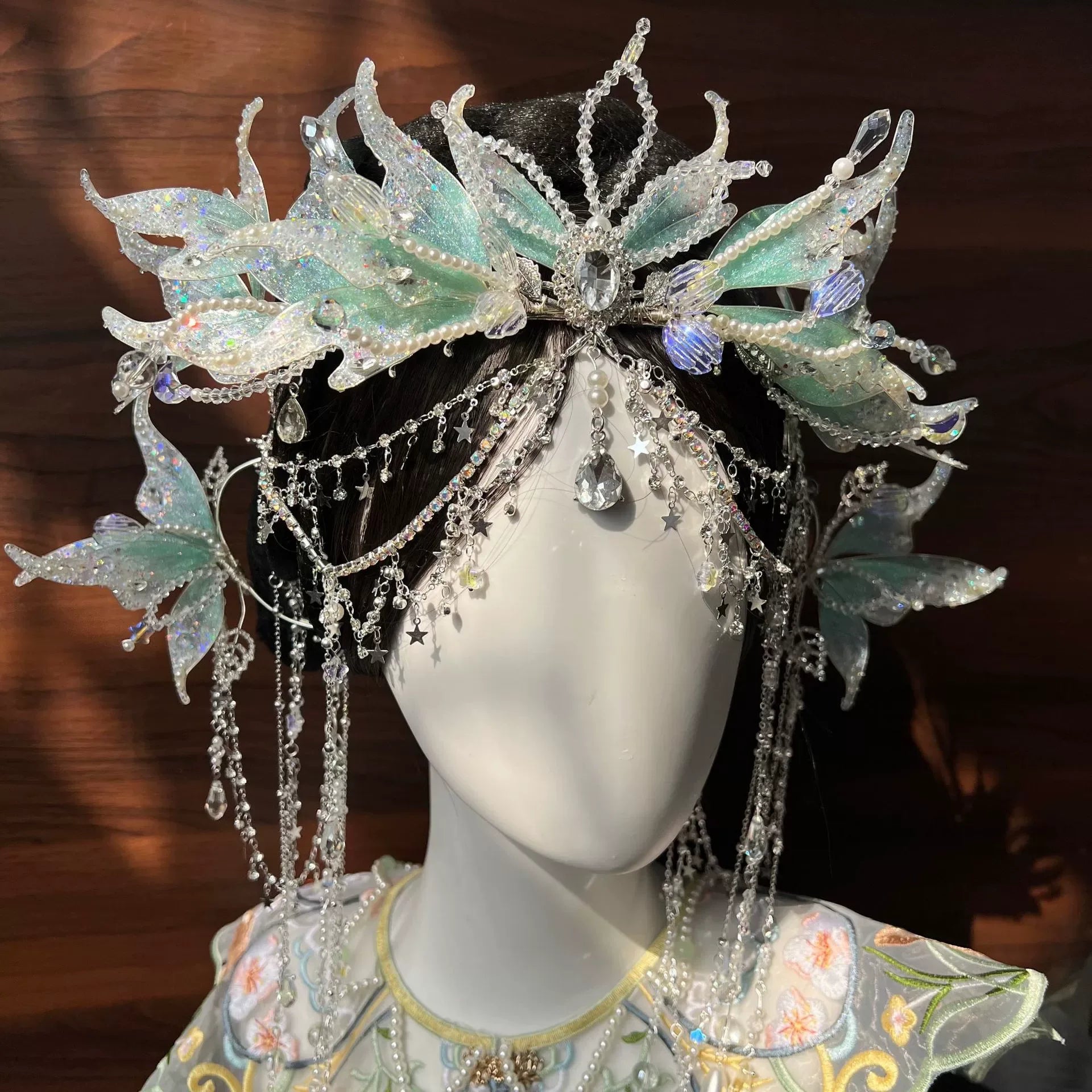 Mermaid Princess Crown – Ethereal Hair Accessory for Hanfu & Fantasy Photoshoots - Yandan_Hanfu