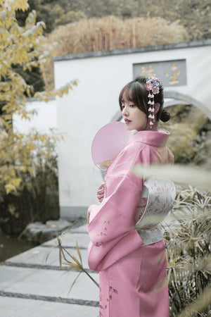 Pink Japanese kimono yukata vintage dress modified kimono - Yandan_Hanfu