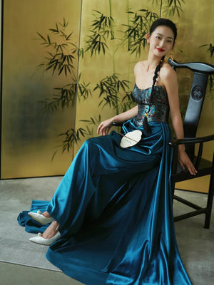 "Sparrow" Jacquard tube bride trailing wedding wedding dress toasting dress engagement - Yandan_Hanfu