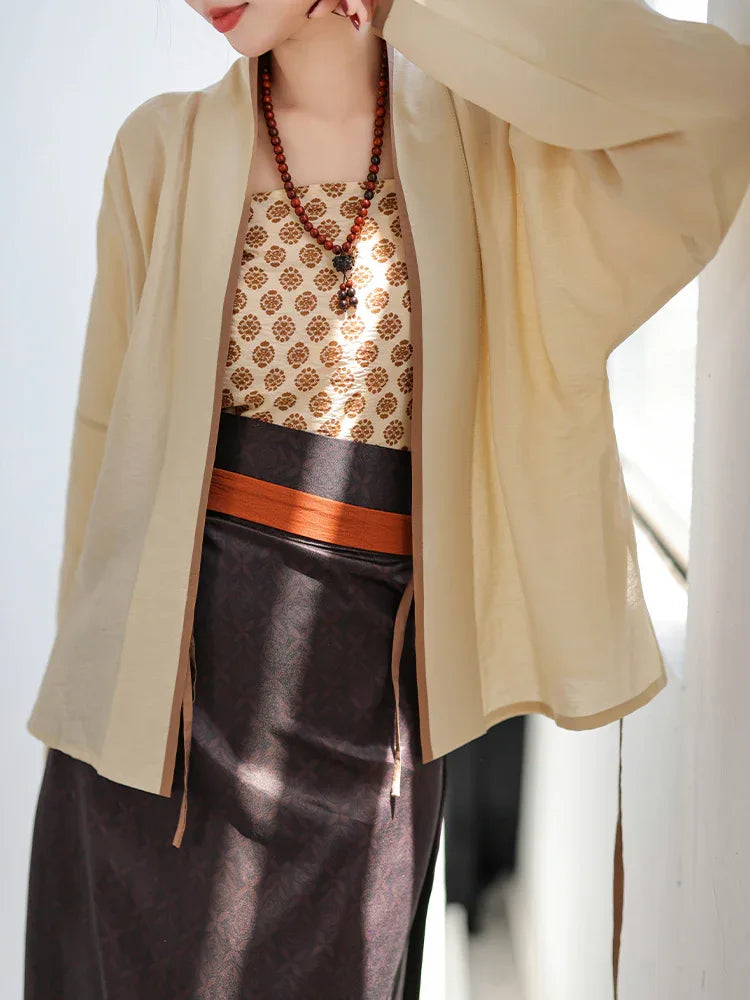 Song Dynasty Hanfu Airplane Sleeves Song Vest Spinning Skirt Spring and Summer Retro Modern Hanfu - Yandan_Hanfu