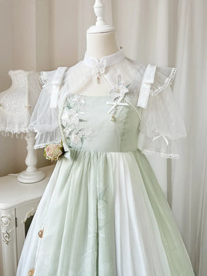 Chinese style green lolita hanfu wind lily sweet girl han element green dress - Yandan_Hanfu