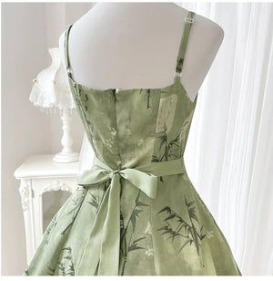 【Whisper of Bamboo】 Sweet Hanfu-Inspired Dress – Modern Chinese Style with Camisole Design - Yandan_Hanfu