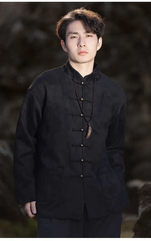New Chinese style disc button top jacket Chinese New Year red Tang suit men - Yandan_Hanfu