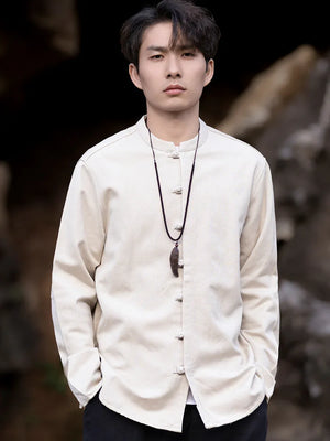 New China Style stand-up collar linen shirt men's Tang suit - Yandan_Hanfu