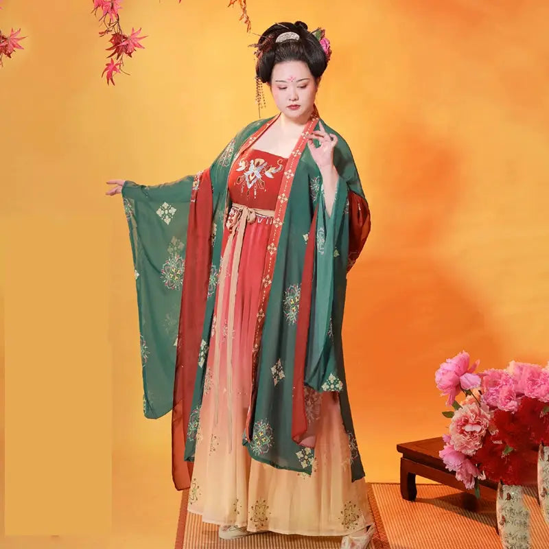 Moon Melody – Plus Size Tang-Style Hanfu for Women, Elegant Hezi Skirt Design with Flowing Silhouette