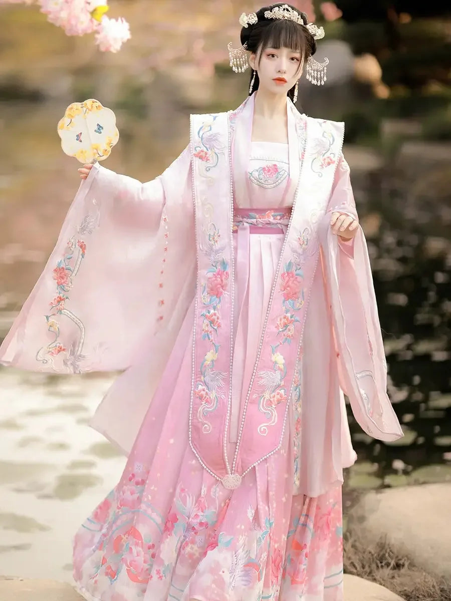 Song Dynasty Han pink Clothing Fairy Elegant Chinese Style Xiachu Ancient Clothing Spring and Autumn - Yandan_Hanfu