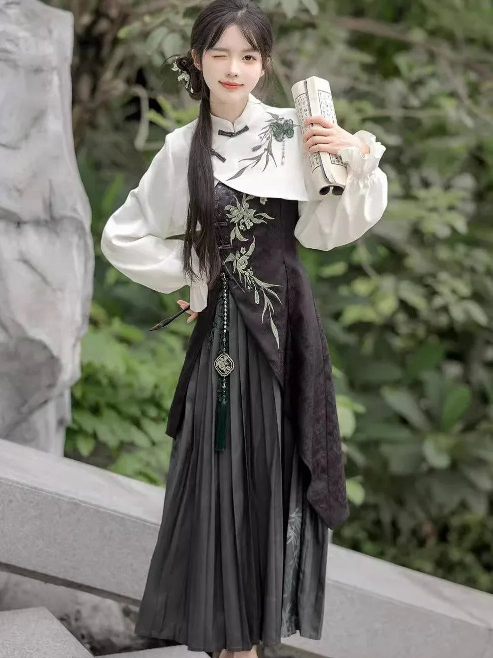Zhujian Snow New Chinese Hanfu Dress Daily National Style Han Elements Set - Yandan_Hanfu