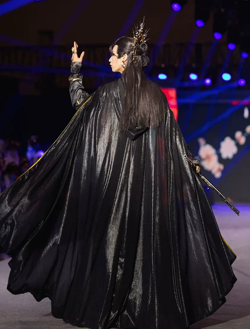 Hanfu cloak domineering men's and women's black, red and silver - Yandan_Hanfu
