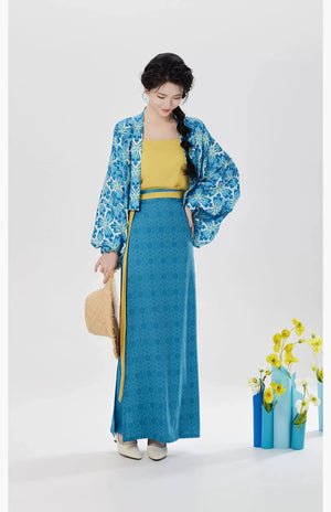 Coconut Breeze – Resort Style Modern Hanfu | Sheer Robe with Camisole & One-Piece Song Skirt - Yandan_Hanfu