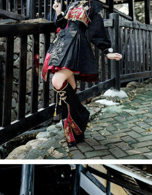 Lolita Chinese style cheongsam suspender skirt set - Yandan_Hanfu