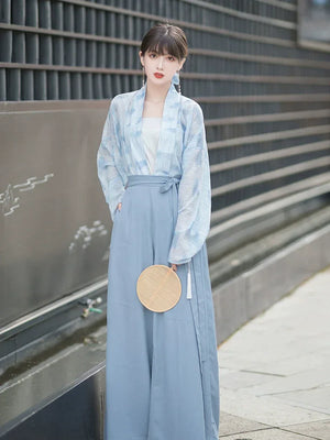 Three color Song style Modern Hanfu Short Shirt and Song Pants Hanfu Women's Summer - Yandan_Hanfu