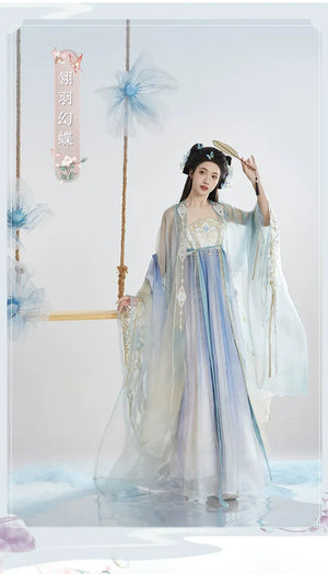 Original Hanfu Female Hezi Skirt Large Sleeved Shirt Heavy Industry Embroidered Fairy Spring/Summer Set - Yandan_Hanfu