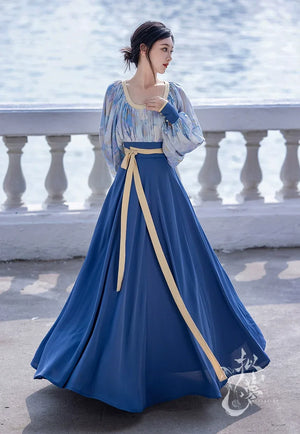 Fantasy Van Gogh's Sea Country Style Modern Hanfu, Spring/Summer Oil Painting Style, Daily Hanfu - Yandan_Hanfu