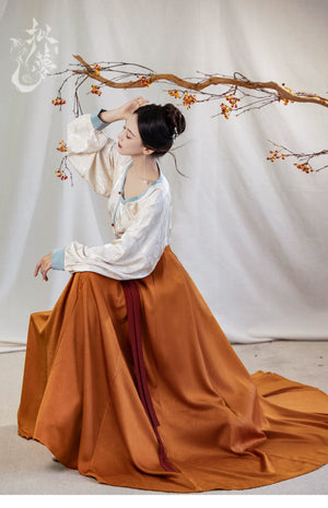 the Tang style is breathable, the silk neck, the round neck shirt, the ten broken skirts, the summer - Yandan_Hanfu
