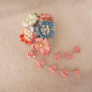 Japanese crepe hair accessories kimono Hanfu headgear photo fringed hair comb - Yandan_Hanfu