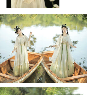 Song dynasty | Traditional Green&Blue Chinese Hanfu daily Spring and Summer new style - Yandan_Hanfu