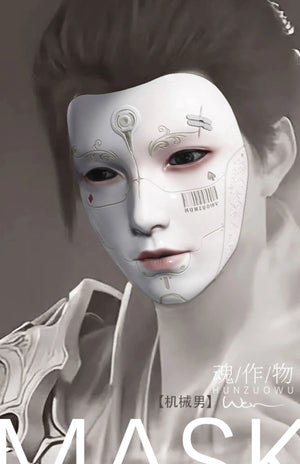 Cyberpunk mask full face antique technology sense cos male - Yandan_Hanfu