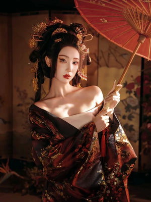 Korean black Hanbok Set β Exotic Long Robe Outfit for Photoshoots & Stage | Yanjian-Inspired Style - Yandan_Hanfu