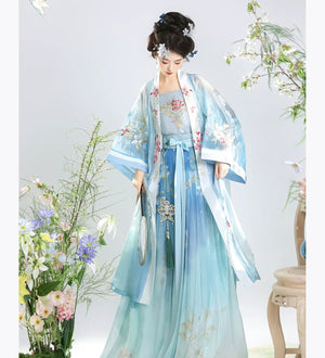 【Petals in the Breeze】Song-Style Hanfu Set with Short-Sleeve Beizi – Everyday Spring Elegance - Yandan_Hanfu