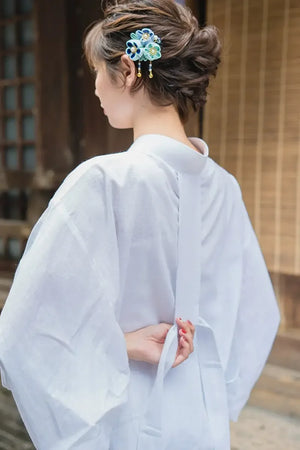 Yukata Kimono Feather Weaving White Interior Japanese Kimono Women's Dress Base - Yandan_Hanfu