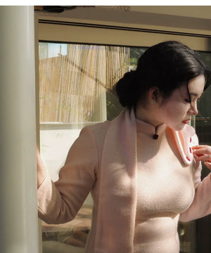 Pink Winter Qipao Dress – Retro Chinese Silhouette | Warm & Curve-Flattering Fit - Yandan_Hanfu