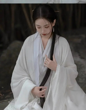 Jin dynasty white Wei Jinfeng wide-sleeved Liuxian dress - Yandan_Hanfu