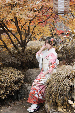 Pink Japanese Kimono Yukata Vintage Dress Improved Kimono - Yandan_Hanfu