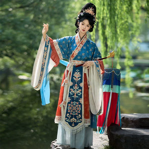 Cloud Silks – Traditional Hanfu Dress Inspired by Wei-Jin Era, Cross-Collar Revival for Women - Yandan_Hanfu