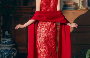 Beloved Dream – New Chinese Red Bridal Qipao/Cheongsam Dress for Engagement, Wedding Toast & Spring Ceremony - Yandan_Hanfu
