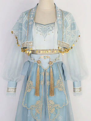 【Cloud traveler】 blue Hanfu Dunhuang Western style ethnic style suit Princess Jasmine - Yandan_Hanfu