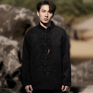 New Chinese style disc button top jacket Chinese New Year red Tang suit men - Yandan_Hanfu