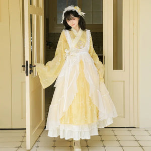 Enamel Elegance – Modern Hanfu Women's Autumn Set | Ming-Style Tieli with Sheer Overlay Skirt in Tencel - Yandan_Hanfu