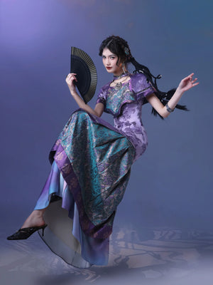 Qingyun Zishang – Ethnic-Inspired Summer Long Skirt with Horse-Face Elements & A-Line Silhouette - Yandan_Hanfu