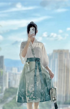 Horse Face Skirt Set 2024 New Spring and Autumn Short Hanfu Small Chinese Style Women's Clothing - Yandan_Hanfu