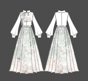 Beauty in the Painting – Autumn Hanfu-Inspired Ensemble | New Chinese Style Top & Dress Set - Yandan_Hanfu