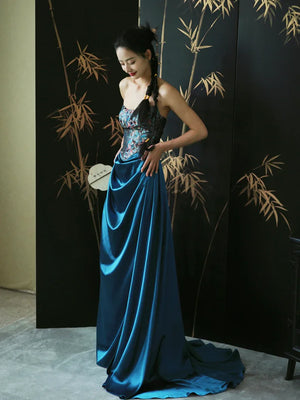 "Sparrow" Jacquard tube bride trailing wedding wedding dress toasting dress engagement - Yandan_Hanfu