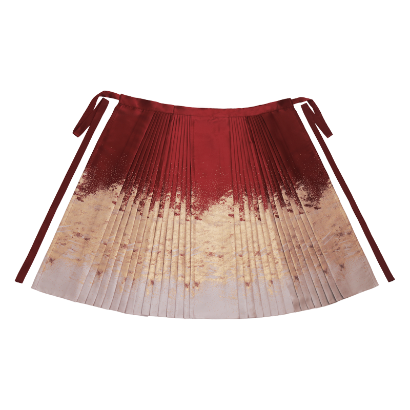 Lunar Spring River – Red Hanfu Maxi Skirt Set, New Chinese Style 6-Meter Hem Mamian Skirt with Knit Top & Wool Coat