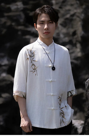 Tang suit men's Chinese style linen embroidered shirt - Yandan_Hanfu