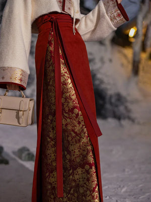 Red Brocade Hanfu Gown – Modern Chinese Dress for Engagement, Wedding Toast & Lunar New Year - Yandan_Hanfu