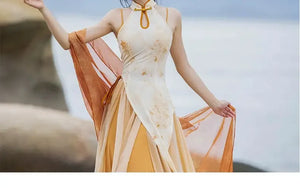 Fuguang Irregular Cheongsam Elegant Skirt - Yandan_Hanfu