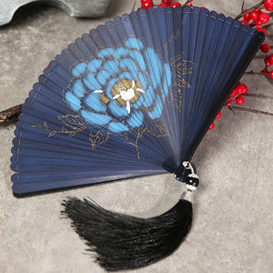 Folding fan female dance fan Hanfu Chinese style full bamboo fan - Yandan_Hanfu