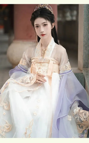 White Hanfu spring and autumn dress daily elegant fairy - Yandan_Hanfu